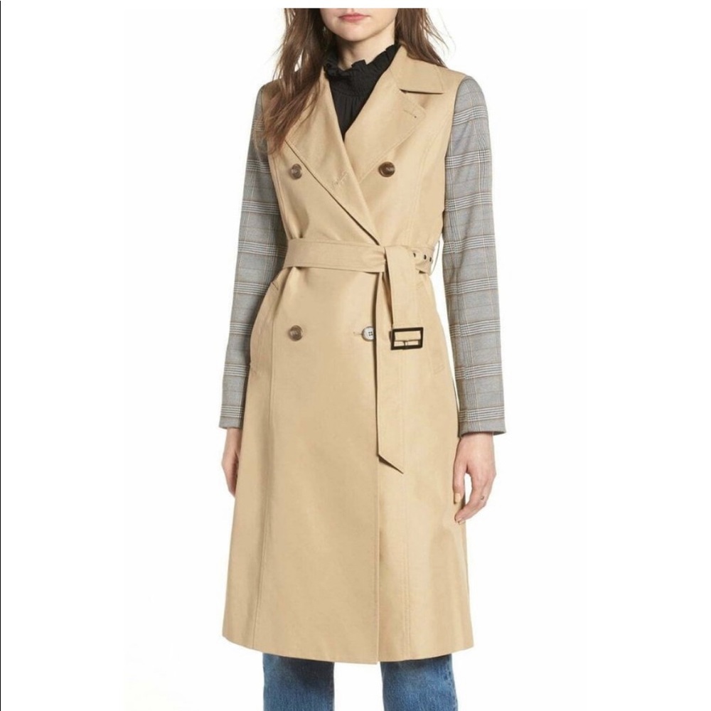 Mural belted trench coat plaid nwt small belted trench cute